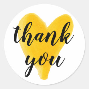 Sticker Rond Main d'aquarelle de coeur de Merci marquant avec
