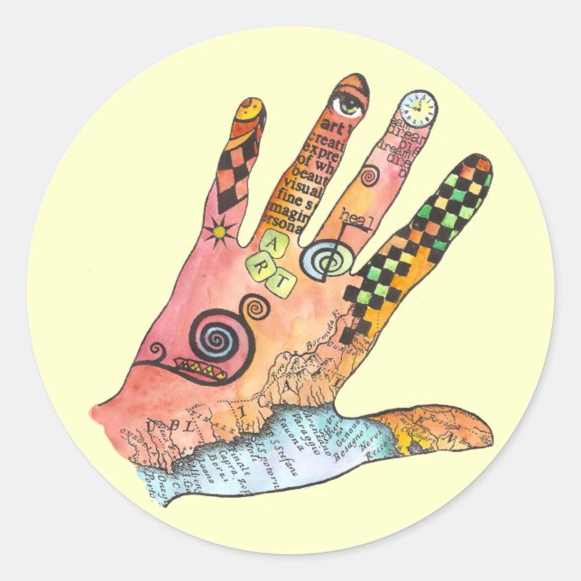 Sticker Rond Main de guérison (Devant)