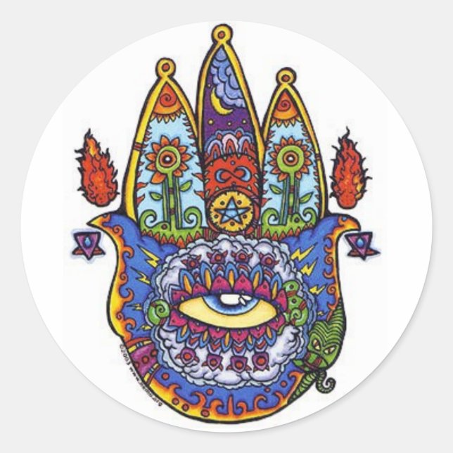 Sticker Rond main de hamsa. (Devant)