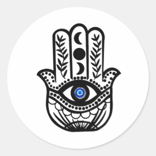 Sticker Rond Main de Hamsa Fatima Evil Eye