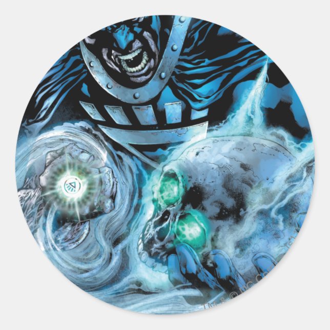 Sticker Rond Main noire avec panneau de crâne (Devant)