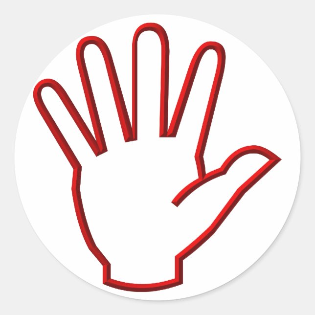 Sticker Rond Main ouverte/Cinq haut/Vague (Devant)