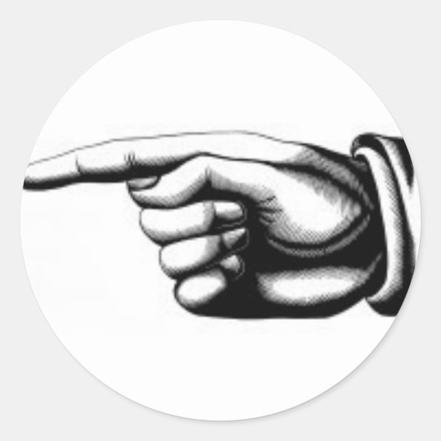 Sticker Rond Main pointante vintage 2 (Devant)