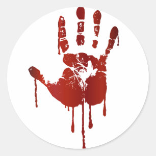 Sticker Rond Main sanglante