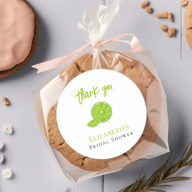 Sticker Rond Main Squeeze Green Lime Bridal Shower Thanks (Créateur téléchargé)