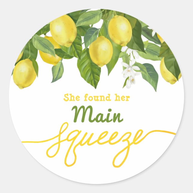 Sticker Rond Main Squeeze Lemon Thème Mariage Fête des mariées (Devant)