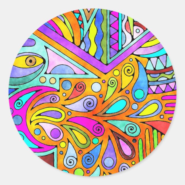 Sticker Rond Main Tirée Par EDDArt - Blah Blah Blah 1 (Devant)