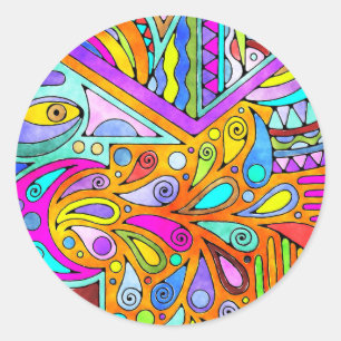 Sticker Rond Main Tirée Par EDDArt - Blah Blah Blah 1