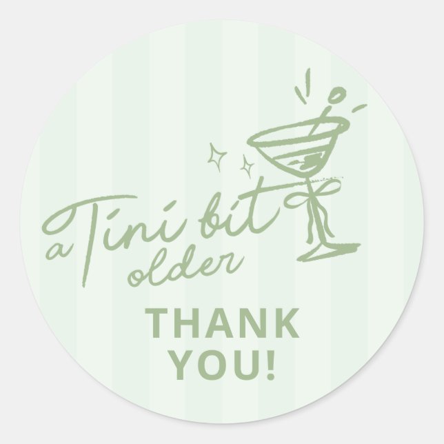 Sticker Rond Main Verte Tirée Un Tini Un Peu Plus Anniversaire (Devant)