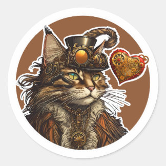 Sticker Rond Maine Coon