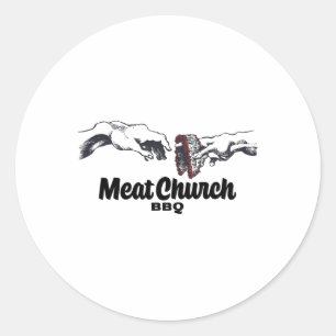 Sticker Rond Mains De Brisket Viande Église Bbq