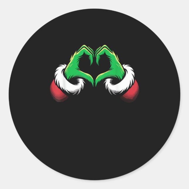 Sticker Rond Mains de coeur amusantes Noël (Devant)