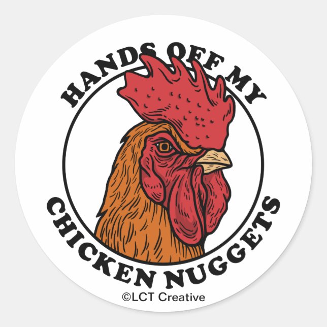 Sticker Rond Mains De Mes Nuggets De Poulet (Devant)