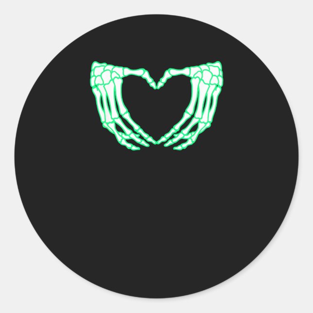 Sticker Rond Mains de squelette, Coeur, Costume d'Halloween de  (Devant)