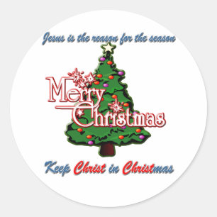 Sticker Rond Maintenez le Christ dans Noël