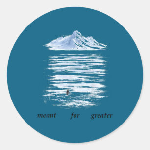 Sticker Rond Mais pourquoi manchot triste manchot montagnes mai