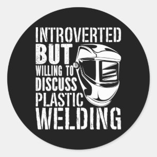 Sticker Rond Mais Prêt À Discuter De Soudage En Plastique