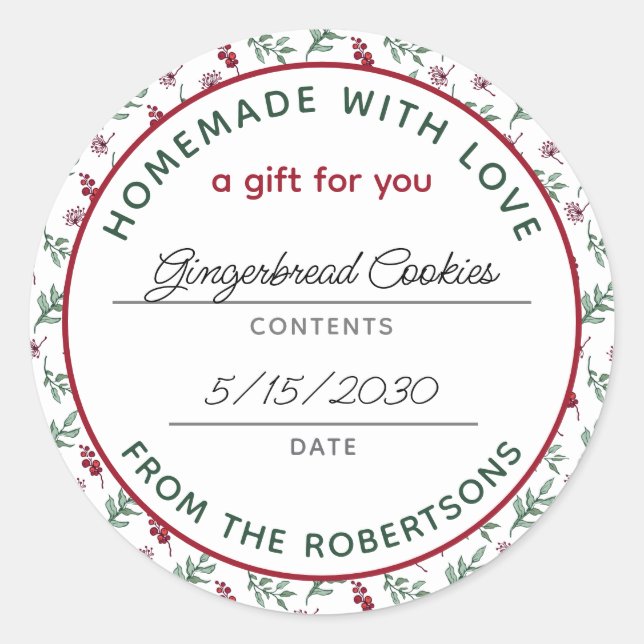 Sticker Rond Maison avec amour Nom du produit Vacances Botaniqu (Devant)