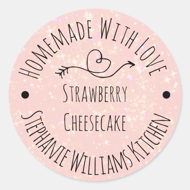 Sticker Rond Maison avec Parties scintillant rose amour |Produi (Devant)