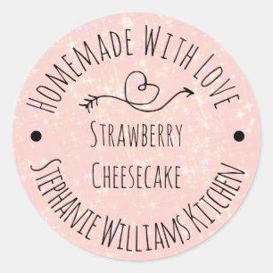 Sticker Rond Maison avec Parties scintillant rose amour  Produi