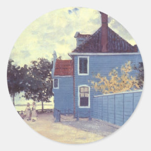Sticker Rond Maison bleue à Zaandam de Claude Monet