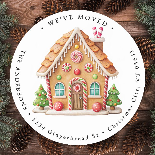 Sticker Rond Maison de pain d'épices Maison de vacances Déménag (Créateur téléchargé)