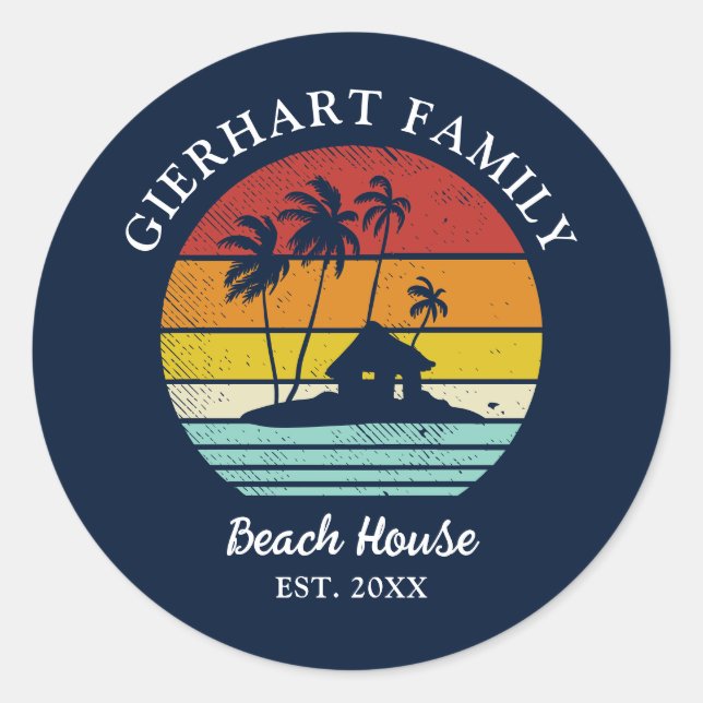 Sticker Rond Maison de vacances de plage Famille Réunion nautiq (Devant)