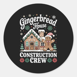 Sticker Rond Maison en pain d'épice Construction Crew Noël Noël