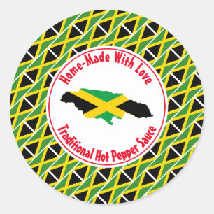Sticker Rond Maison Fabriquée SAUCE DE POIVRE CHAUD Jamaïque