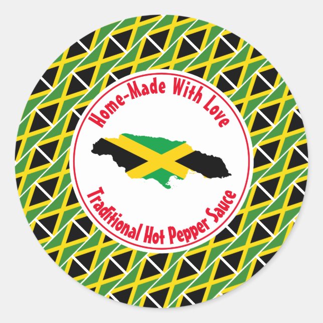 Sticker Rond Maison Fabriquée SAUCE DE POIVRE CHAUD Jamaïque (Devant)