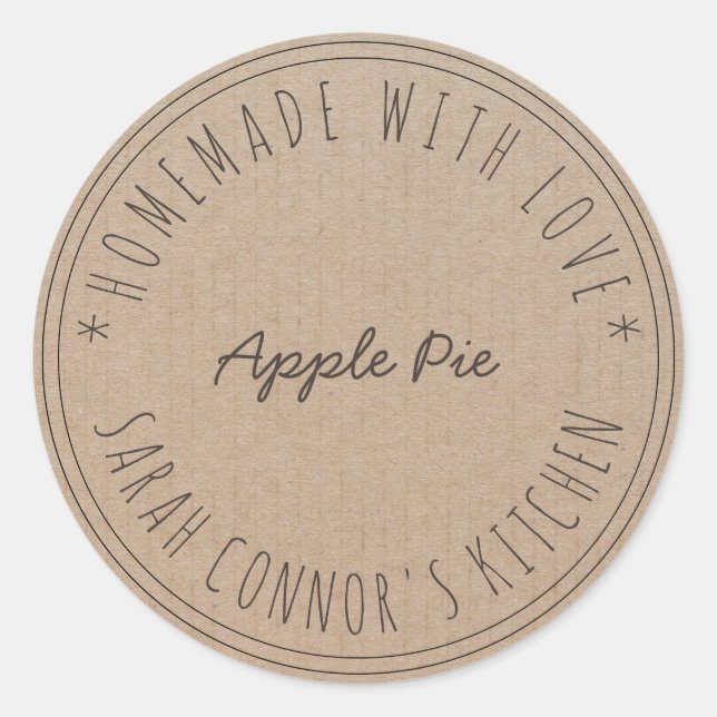 Sticker Rond Maison faite avec amour Apple Pie Kraft Baking (Devant)