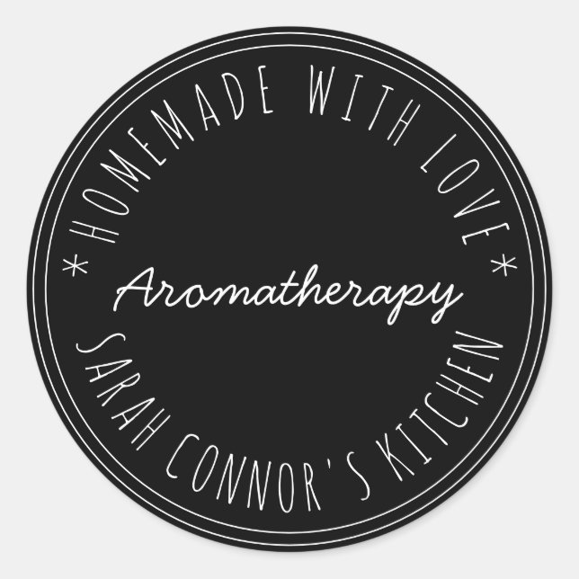 Sticker Rond Maison faite avec amour Aromathérapie Kraft (Devant)