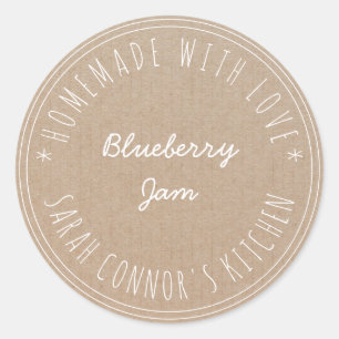 Sticker Rond Maison faite avec amour Blueberry Jam papier Kraft