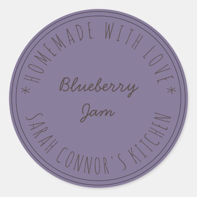 Sticker Rond Maison faite avec amour Blueberry Jam Purple (Devant)