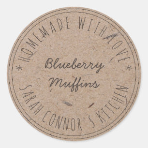 Sticker Rond Maison faite avec amour Muffins Kraft Baking Kraft