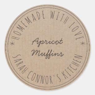 Sticker Rond Maison faite avec amour Muffins Kraft Baking Kraft