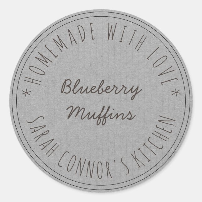 Sticker Rond Maison faite avec amour Muffins Kraft Baking Kraft (Devant)