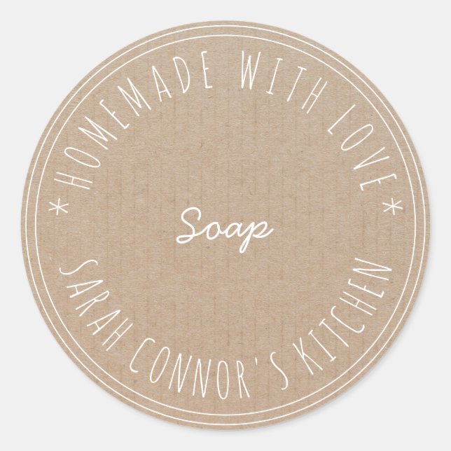 Sticker Rond Maison faite avec amour Spa Kraft savon (Devant)