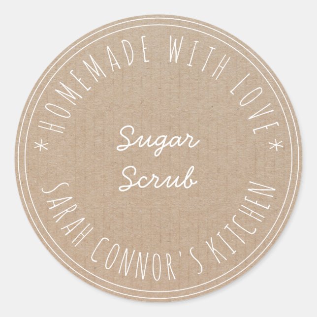 Sticker Rond Maison faite avec amour Sugar Scrub Kraft Spa (Devant)