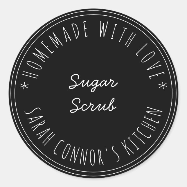 Sticker Rond Maison faite avec amour Sugar Scrub Kraft Spa (Devant)