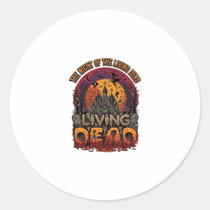 Sticker Rond Maison Hantée Halloween Sorcière Nuit Vivante Mort