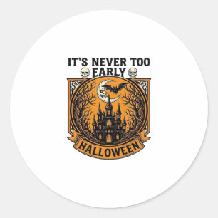 Sticker Rond Maison hantée Halloween trop tôt Lune Chauve-souri