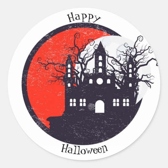 Sticker Rond Maison haunted (Devant)