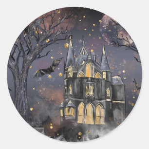 Sticker Rond Maison haunted