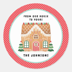 Sticker Rond Maison pain d'épice   Christmas Cookie Exchange