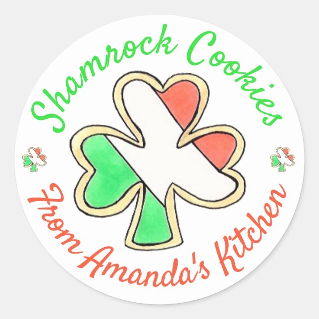 Sticker Rond Maison St. Patrick's Day Shamrock Cookies cuits au (Devant)