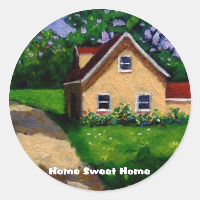 STICKER ROND MAISON SWEET HOME PAYS COTTAGE (Devant)