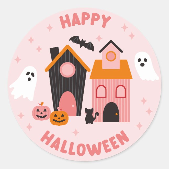 Sticker Rond Maisons de Halloween éffrayantes (Devant)