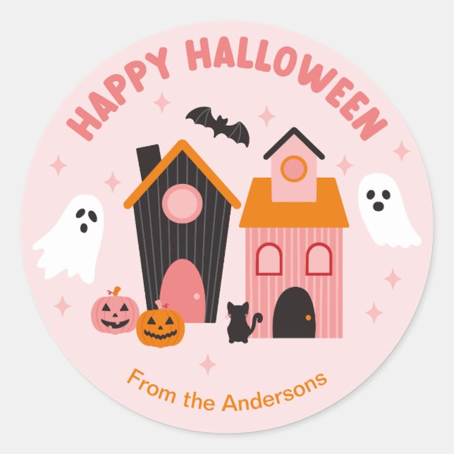 Sticker Rond Maisons de Halloween éffrayantes (Devant)