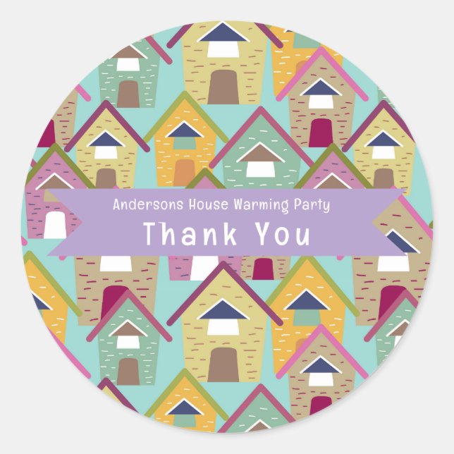 Sticker Rond Maisons Merci Turquoise (Devant)